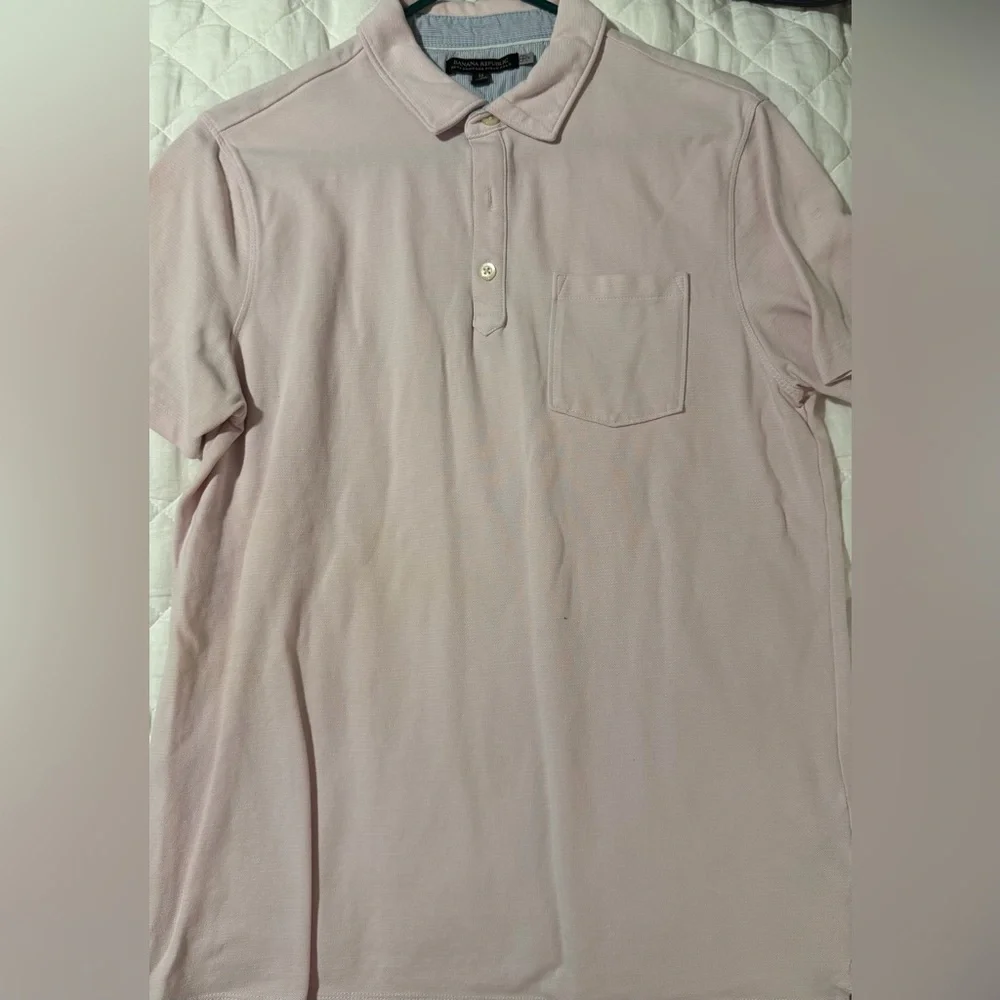 Banana Republic Light Pink Performance Pique Polo Shirt